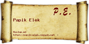 Papik Elek névjegykártya